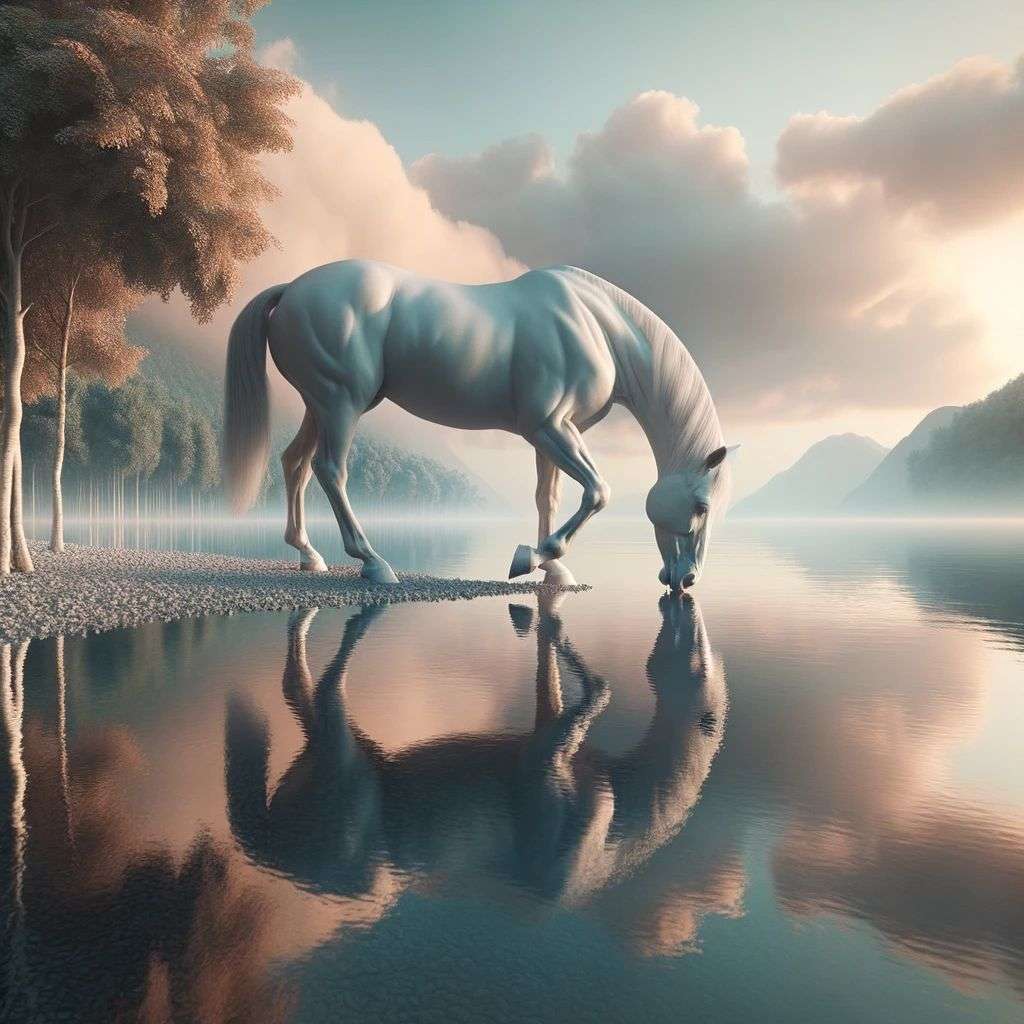 a horse, digital art, faux-3D style